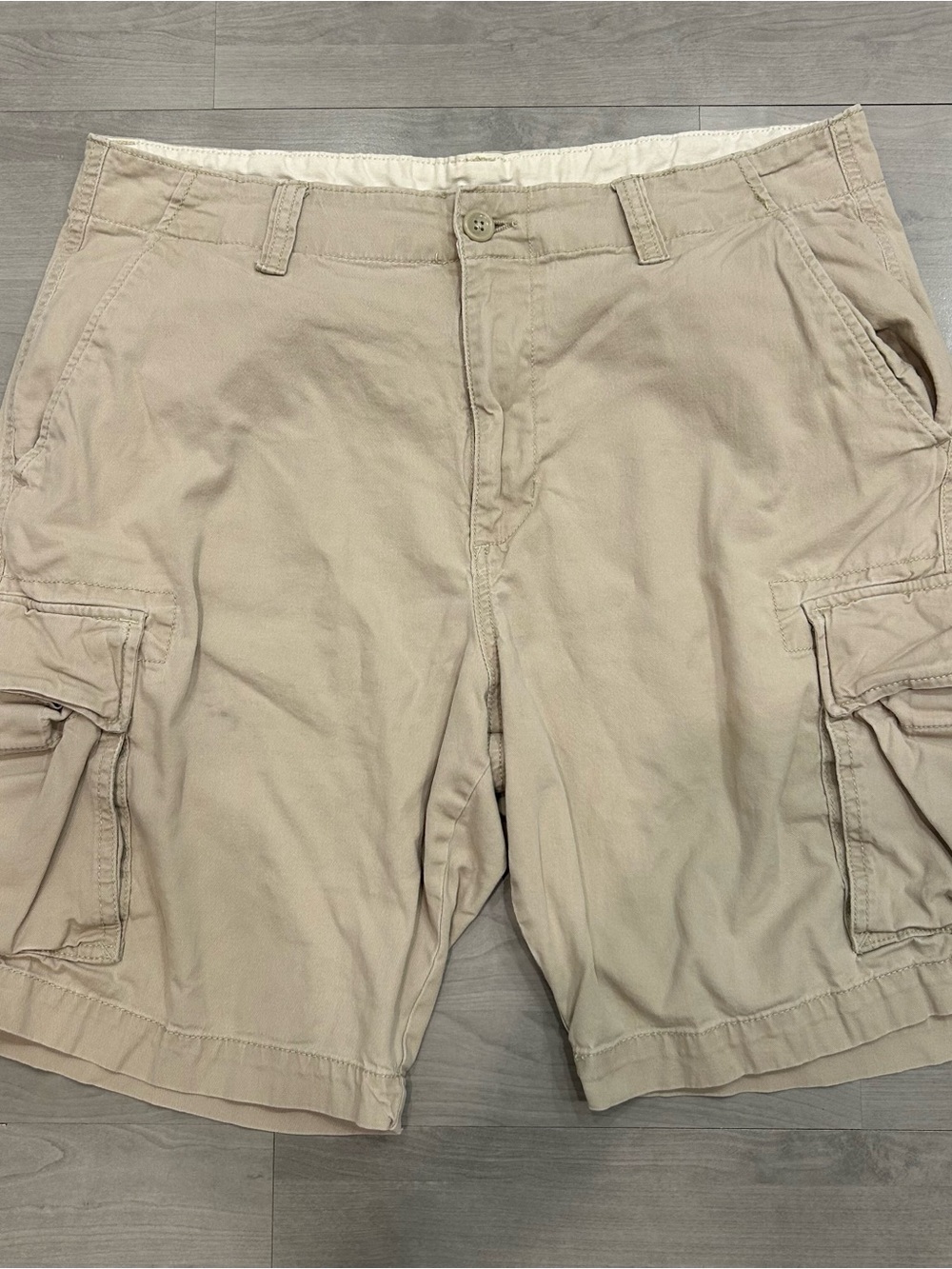 Old Navy Cargo Shorts Mens 36 Beige Lived In Straight Built In Flex Summer Prep